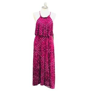 Torrid 0 M 10/12 Sleeveless High Neck Empire Purple Paisley Tiered Maxi Dress
